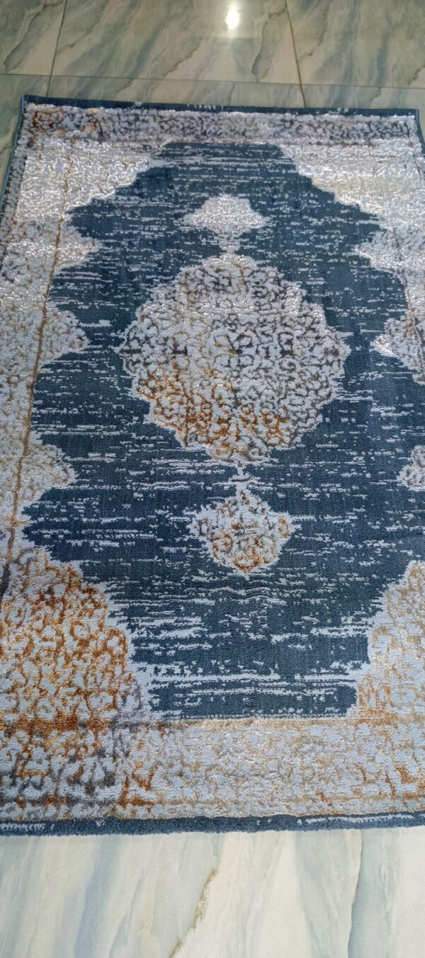 Cloudland Teal Duel-View Rug - Sky Blue Base with Vintage Cloud Motifs - Image 7