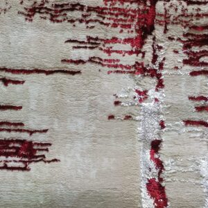 Crimson Streak Duel-View Rug - Beige Canvas with Deep Red Accents