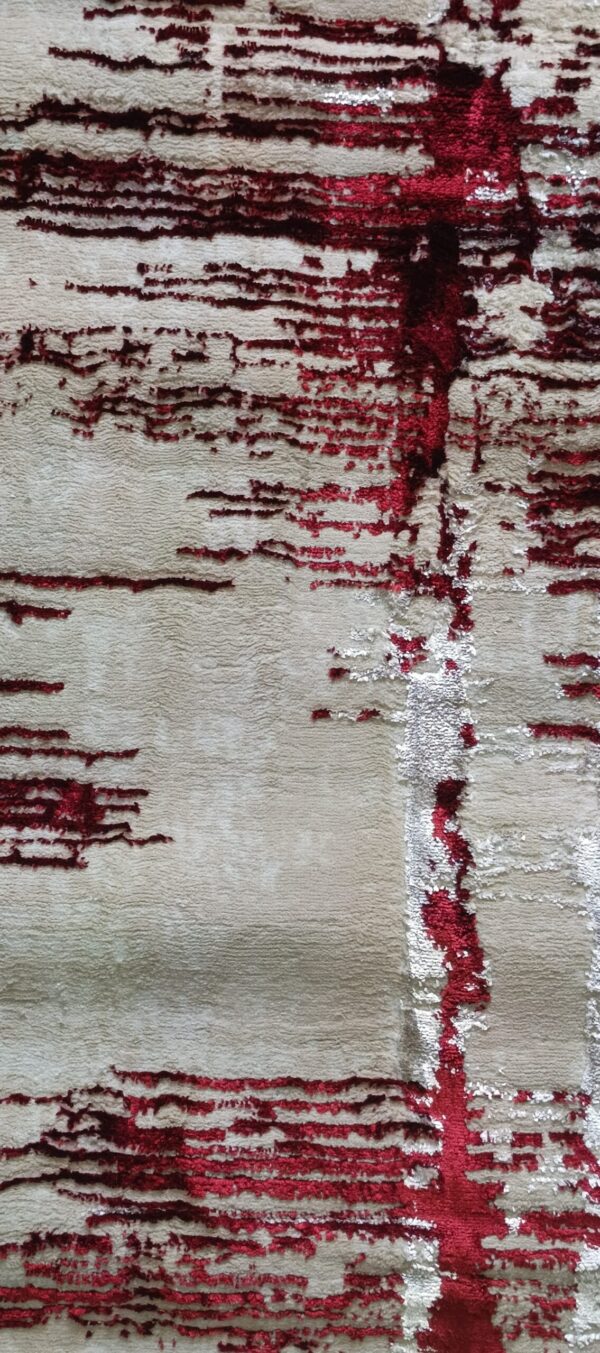 Crimson Streak Duel-View Rug - Beige Canvas with Deep Red Accents