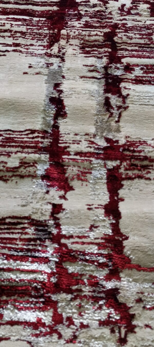 Crimson Streak Duel-View Rug - Beige Canvas with Deep Red Accents - Image 10