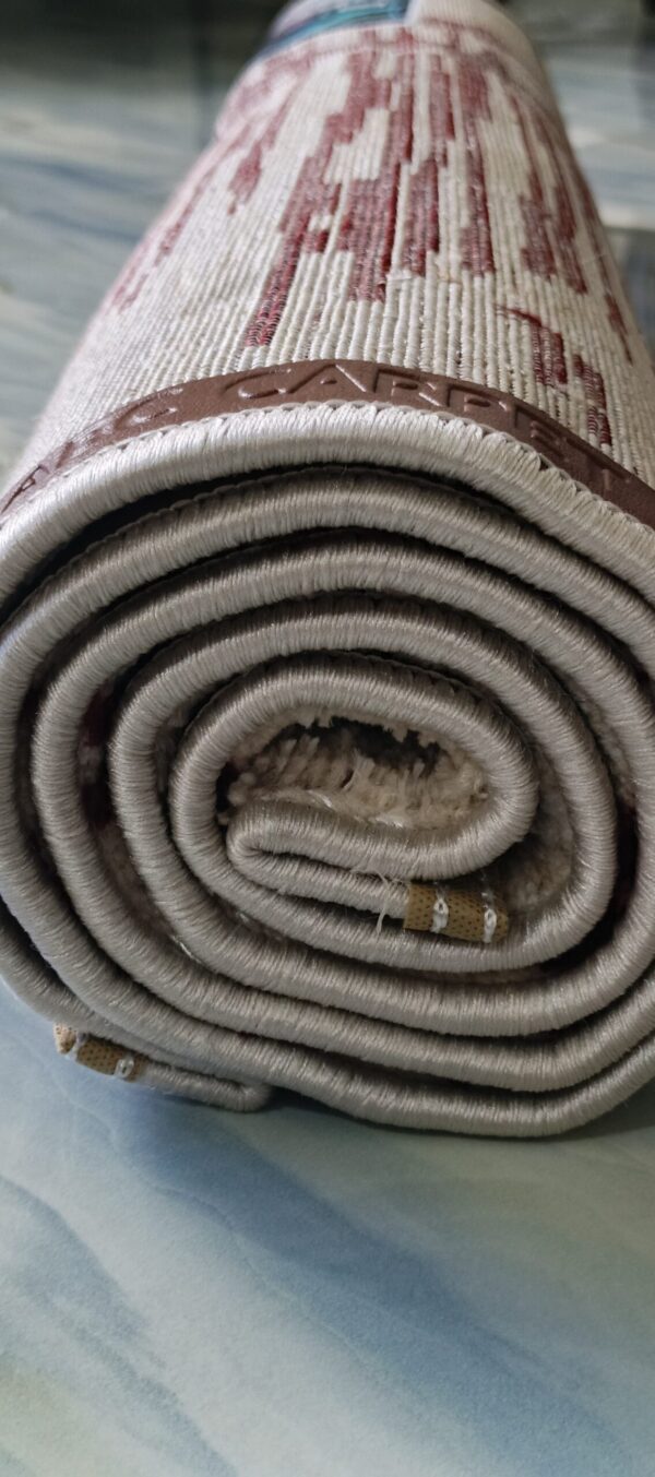 Crimson Streak Duel-View Rug - Beige Canvas with Deep Red Accents - Image 13