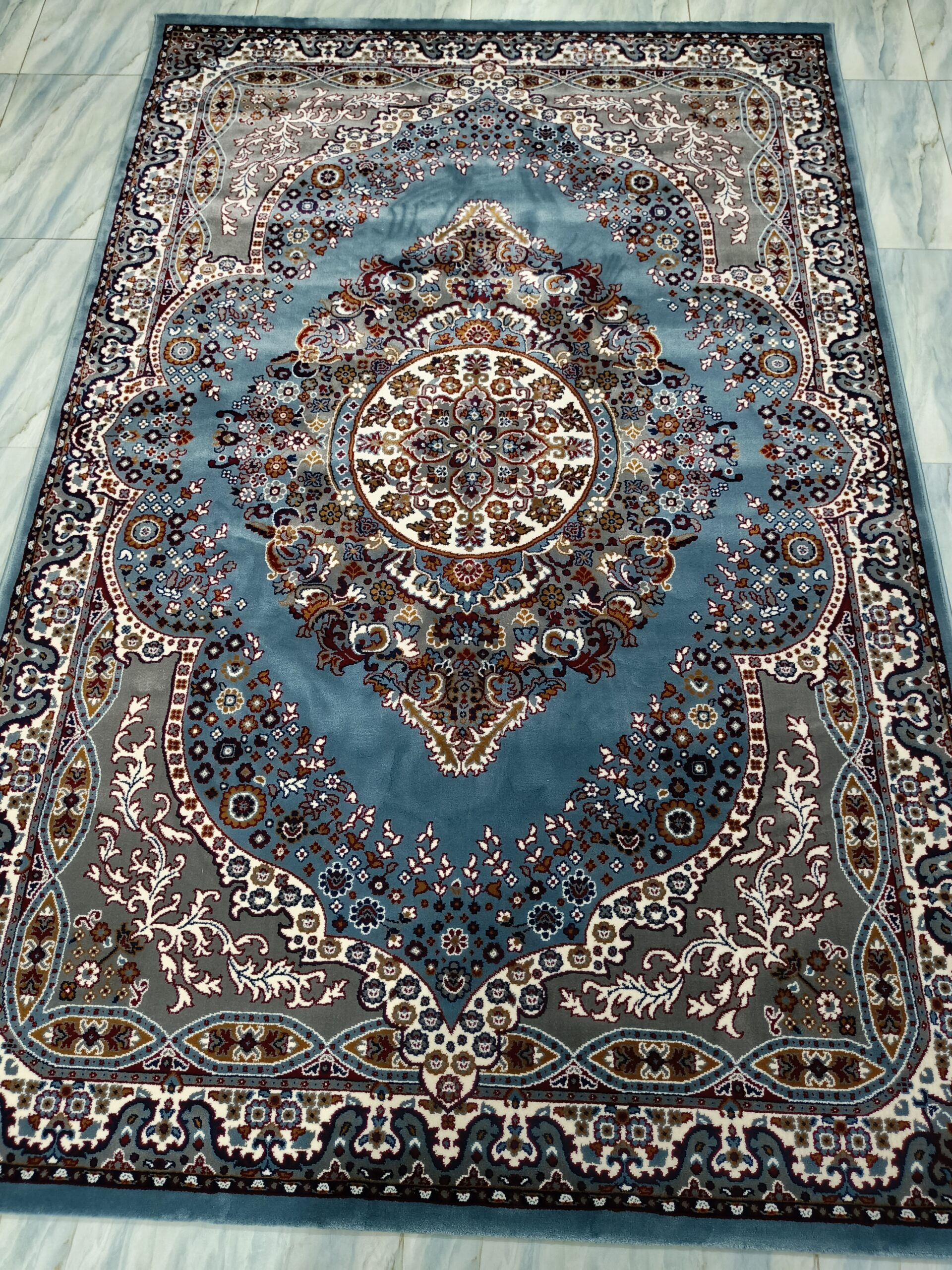 Persian Royale – 6x9 Ft Traditional Rug in Blue, Cream & Rust