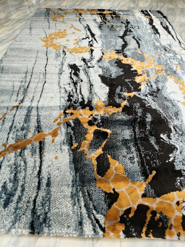 Marble Blaze – 6x9 Ft Abstract Rug in Grey, Black & Gold - Image 2