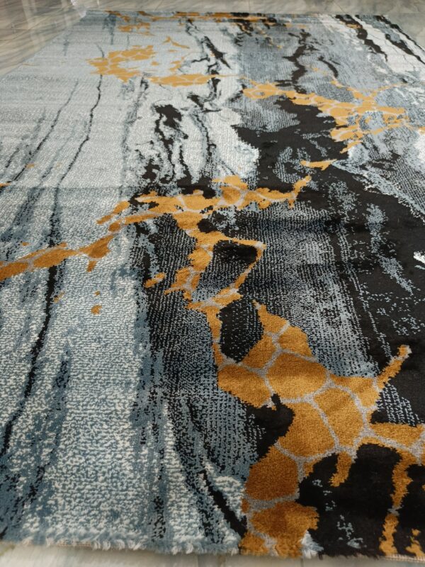 Marble Blaze – 6x9 Ft Abstract Rug in Grey, Black & Gold - Image 3