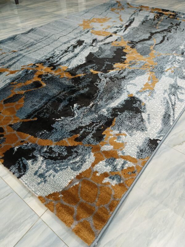 Marble Blaze – 6x9 Ft Abstract Rug in Grey, Black & Gold - Image 5