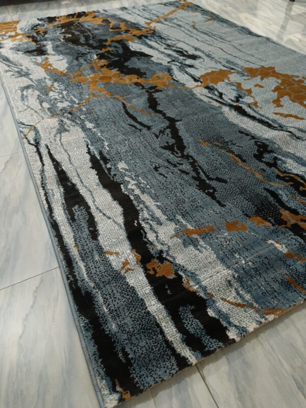 Marble Blaze – 6x9 Ft Abstract Rug in Grey, Black & Gold - Image 6