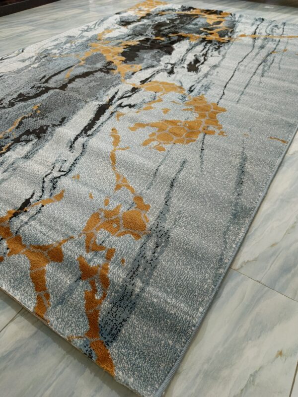 Marble Blaze – 6x9 Ft Abstract Rug in Grey, Black & Gold - Image 7