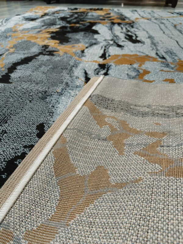 Marble Blaze – 6x9 Ft Abstract Rug in Grey, Black & Gold - Image 8