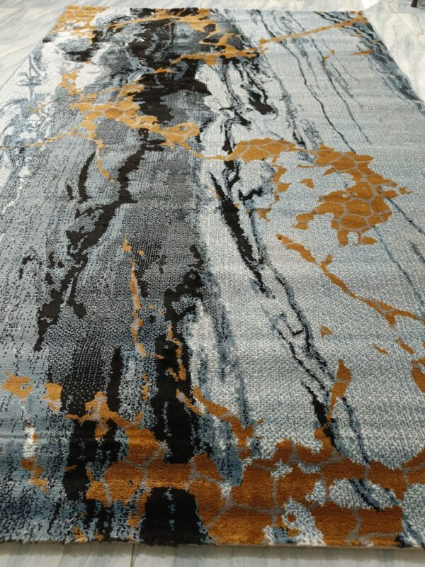 Marble Blaze – 6x9 Ft Abstract Rug in Grey, Black & Gold - Image 9