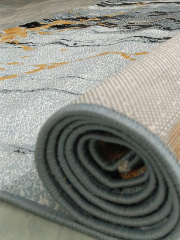 Marble Blaze – 6x9 Ft Abstract Rug in Grey, Black & Gold - Image 11