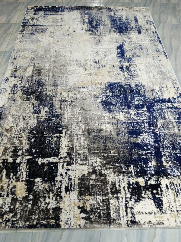 Frosted Depth – 6x9 Ft Abstract Rug in White, Navy & Charcoal - Image 2