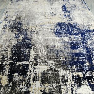 Frosted Depth – 6x9 Ft Abstract Rug in White, Navy & Charcoal