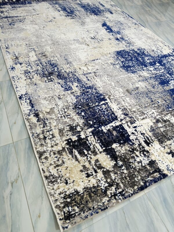Frosted Depth – 6x9 Ft Abstract Rug in White, Navy & Charcoal - Image 3