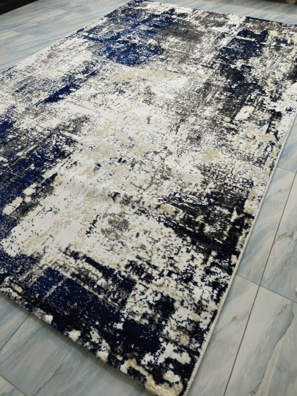 Frosted Depth – 6x9 Ft Abstract Rug in White, Navy & Charcoal - Image 4