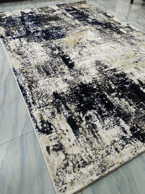 Frosted Depth – 6x9 Ft Abstract Rug in White, Navy & Charcoal - Image 5