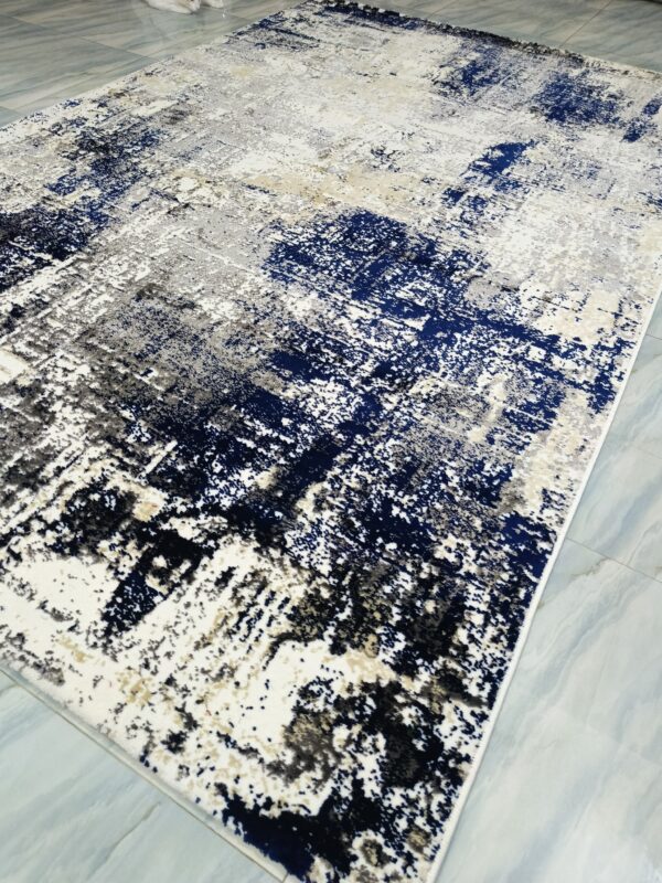 Frosted Depth – 6x9 Ft Abstract Rug in White, Navy & Charcoal - Image 6