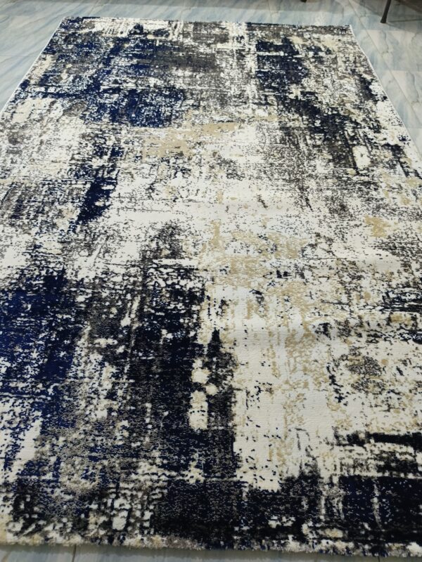 Frosted Depth – 6x9 Ft Abstract Rug in White, Navy & Charcoal - Image 10