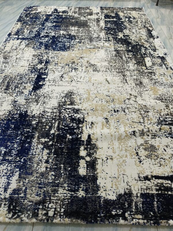 Frosted Depth – 6x9 Ft Abstract Rug in White, Navy & Charcoal - Image 11