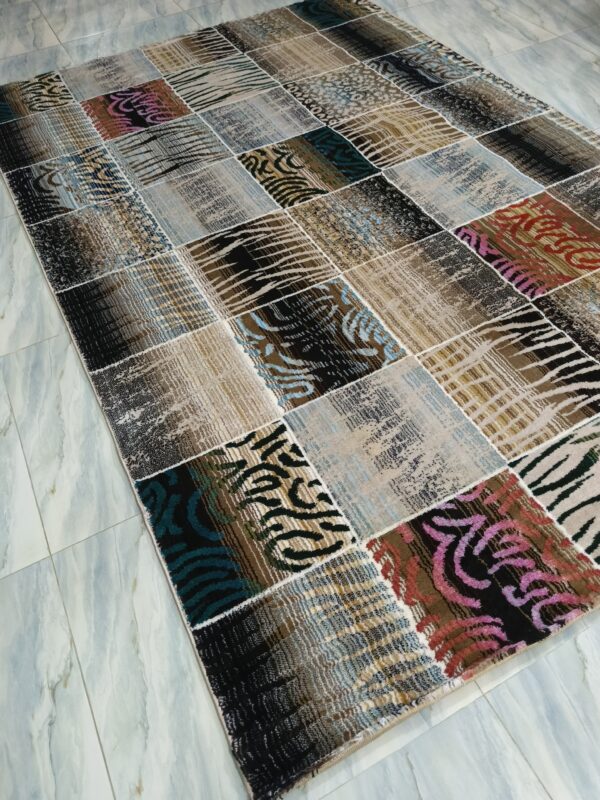 Safari Mosaic – 6x9 Ft Patchwork Rug in Beige, Black & Multi Accents - Image 4