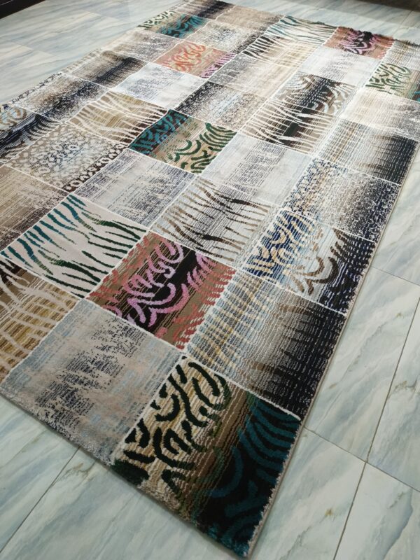 Safari Mosaic – 6x9 Ft Patchwork Rug in Beige, Black & Multi Accents - Image 5
