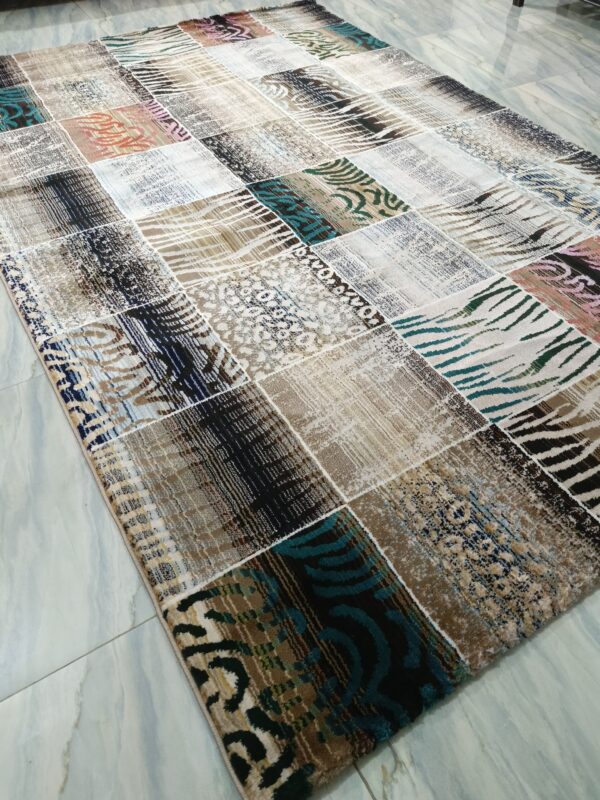 Safari Mosaic – 6x9 Ft Patchwork Rug in Beige, Black & Multi Accents - Image 6