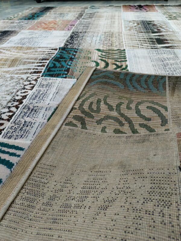Safari Mosaic – 6x9 Ft Patchwork Rug in Beige, Black & Multi Accents - Image 8