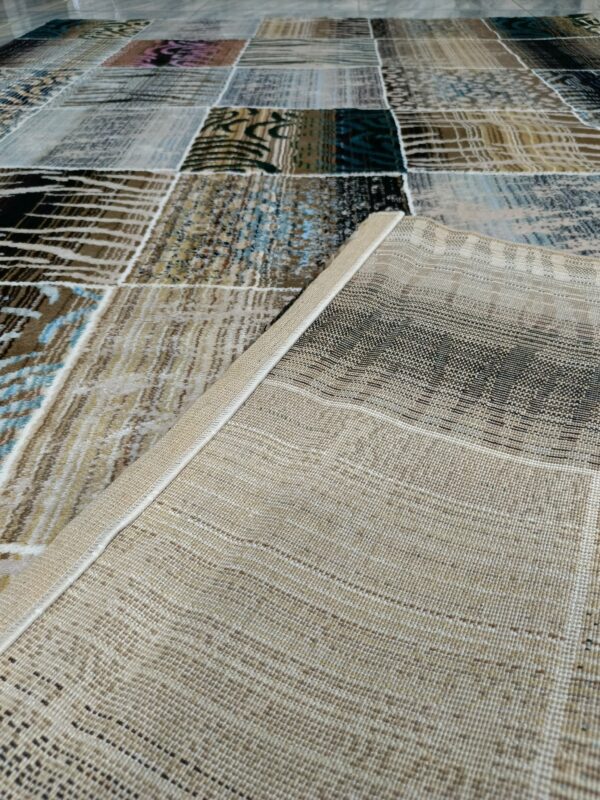Safari Mosaic – 6x9 Ft Patchwork Rug in Beige, Black & Multi Accents - Image 9