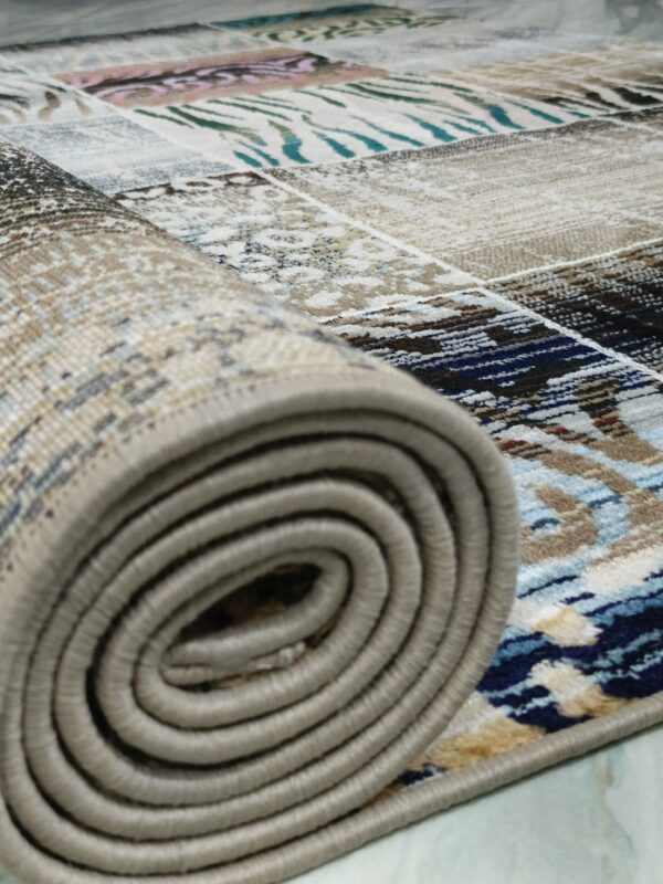 Safari Mosaic – 6x9 Ft Patchwork Rug in Beige, Black & Multi Accents - Image 11