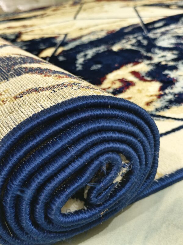 Volcanic Grid – 6x9 Ft Abstract Rug in Navy, Beige & Maroon - Image 10
