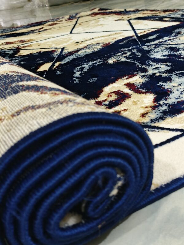 Volcanic Grid – 6x9 Ft Abstract Rug in Navy, Beige & Maroon - Image 11