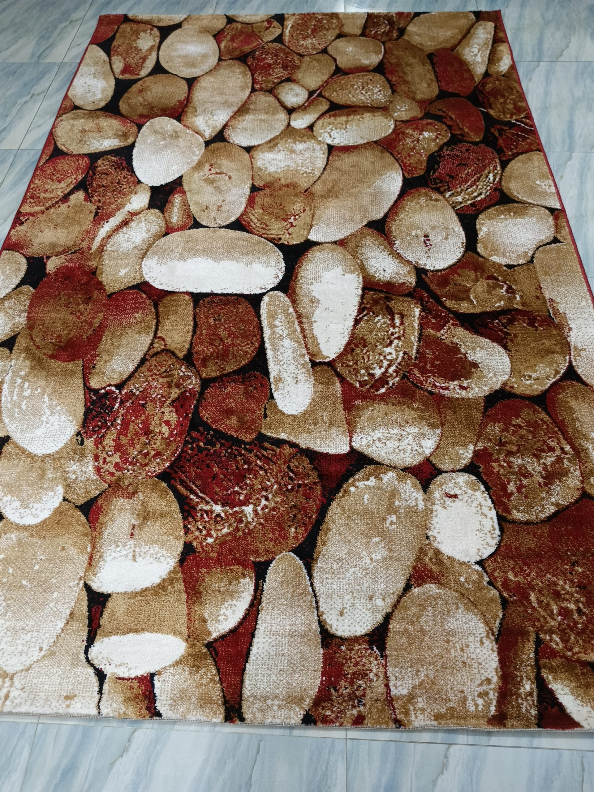 Stone Path – 6x9 Ft Nature-Inspired Rug in Beige, Rust & Ivory