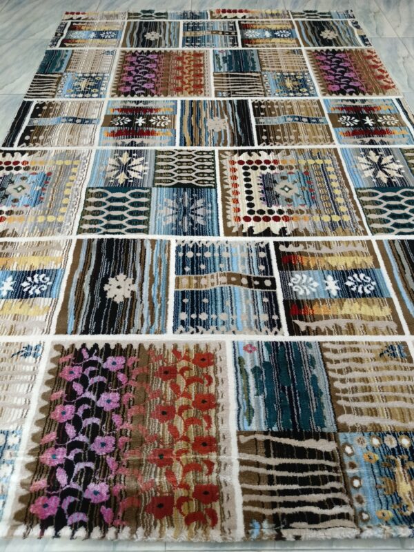 Ethnic Weave – 6x9 Ft Patchwork Rug in Blue, Beige & Multicolor - Image 2