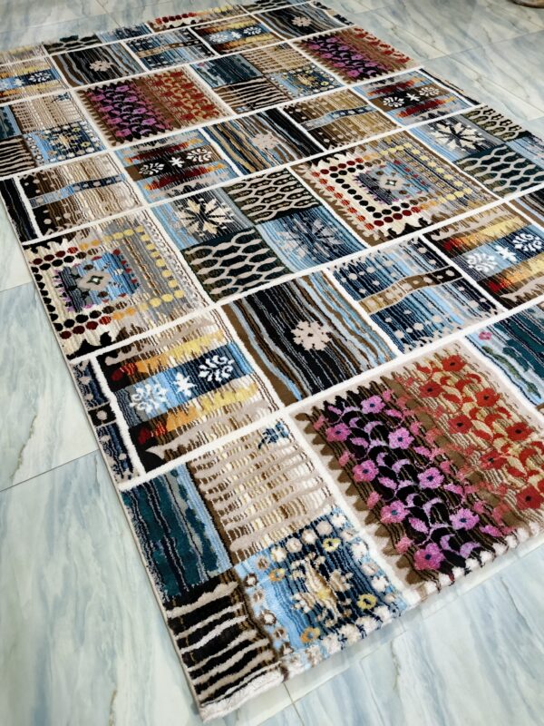 Ethnic Weave – 6x9 Ft Patchwork Rug in Blue, Beige & Multicolor - Image 3