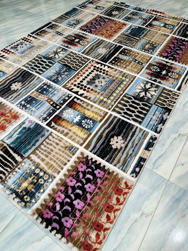 Ethnic Weave – 6x9 Ft Patchwork Rug in Blue, Beige & Multicolor - Image 4
