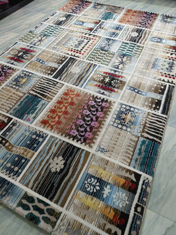 Ethnic Weave – 6x9 Ft Patchwork Rug in Blue, Beige & Multicolor - Image 5