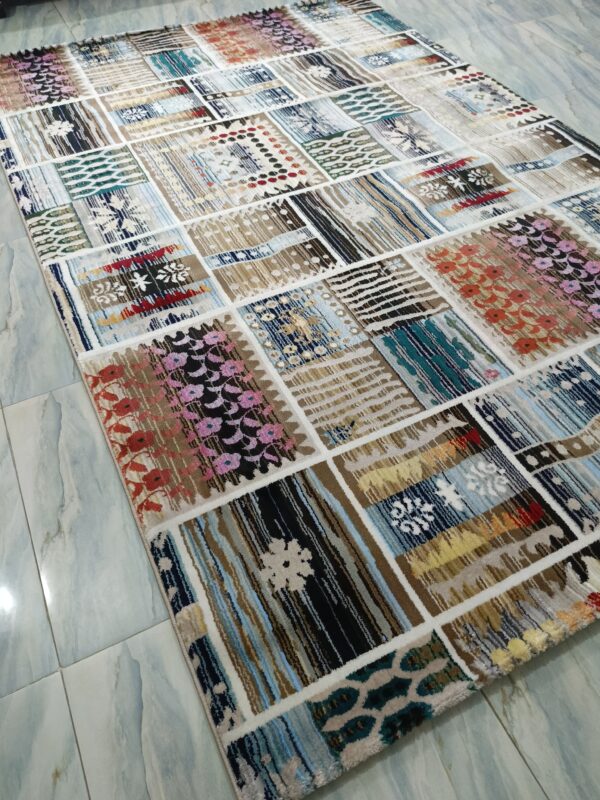 Ethnic Weave – 6x9 Ft Patchwork Rug in Blue, Beige & Multicolor - Image 6