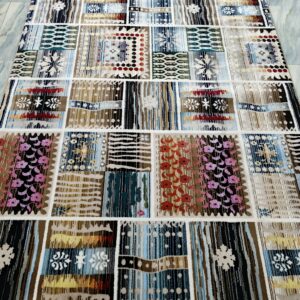 Ethnic Weave – 6x9 Ft Patchwork Rug in Blue, Beige & Multicolor