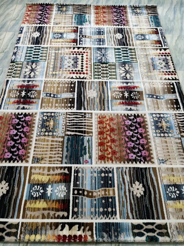 Ethnic Weave – 6x9 Ft Patchwork Rug in Blue, Beige & Multicolor