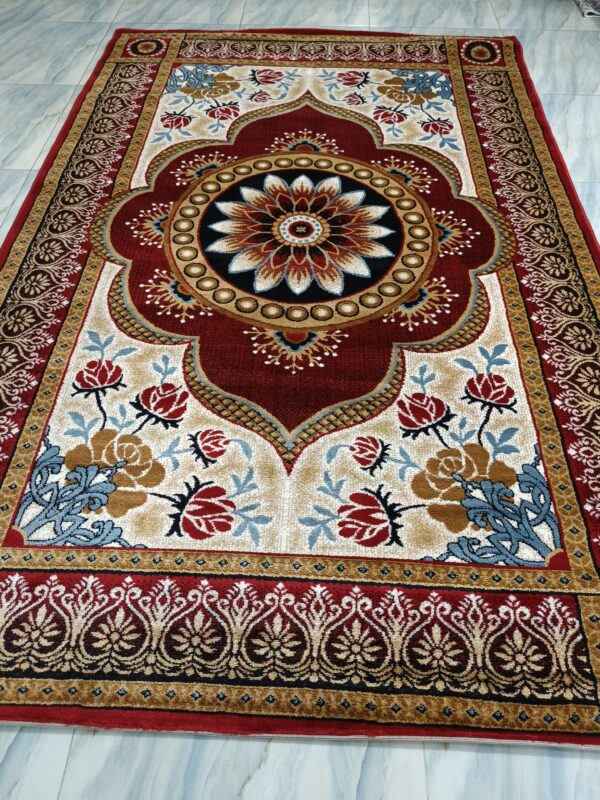 Imperial Bloom – 6x9 Ft Classic Floral Rug in Maroon, Cream & Gold - Image 2