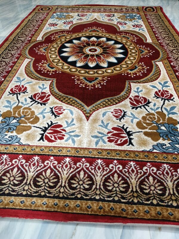 Imperial Bloom – 6x9 Ft Classic Floral Rug in Maroon, Cream & Gold - Image 3