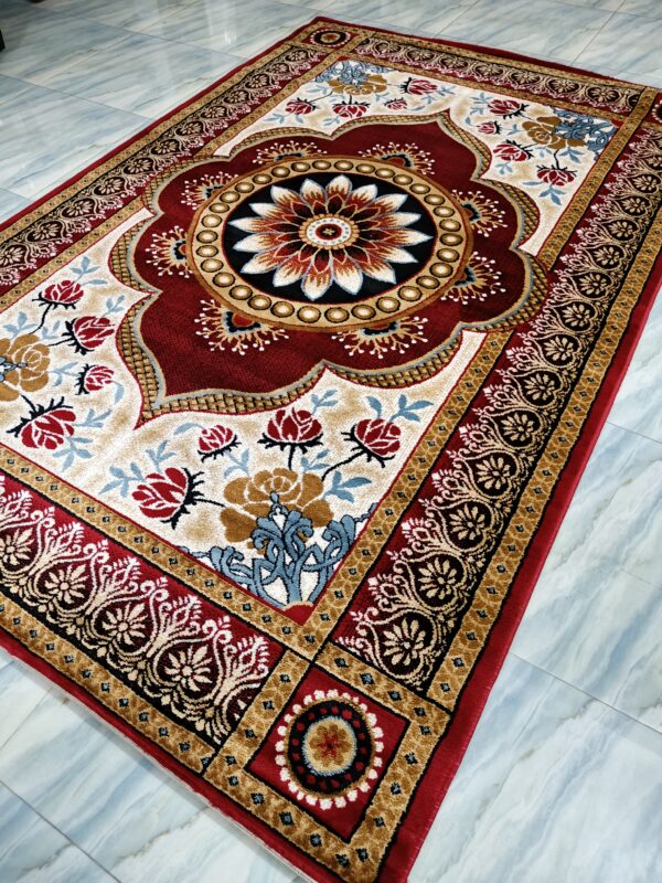 Imperial Bloom – 6x9 Ft Classic Floral Rug in Maroon, Cream & Gold - Image 4