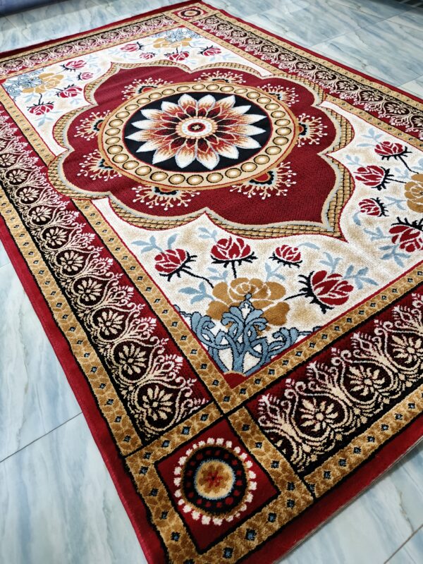Imperial Bloom – 6x9 Ft Classic Floral Rug in Maroon, Cream & Gold - Image 7