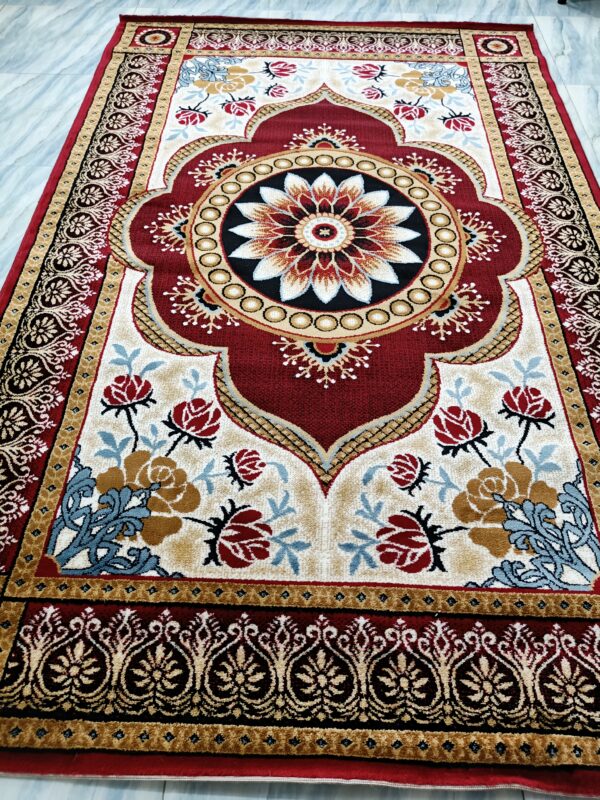 Imperial Bloom – 6x9 Ft Classic Floral Rug in Maroon, Cream & Gold