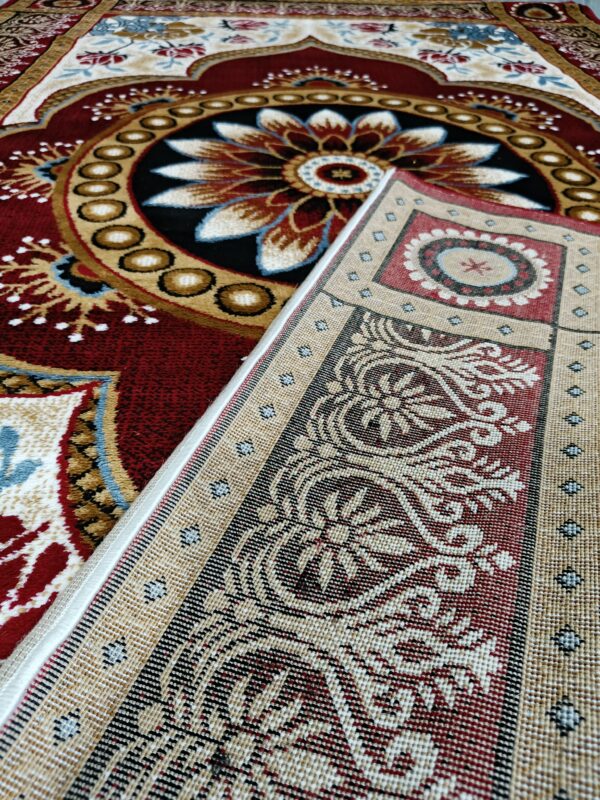 Imperial Bloom – 6x9 Ft Classic Floral Rug in Maroon, Cream & Gold - Image 8