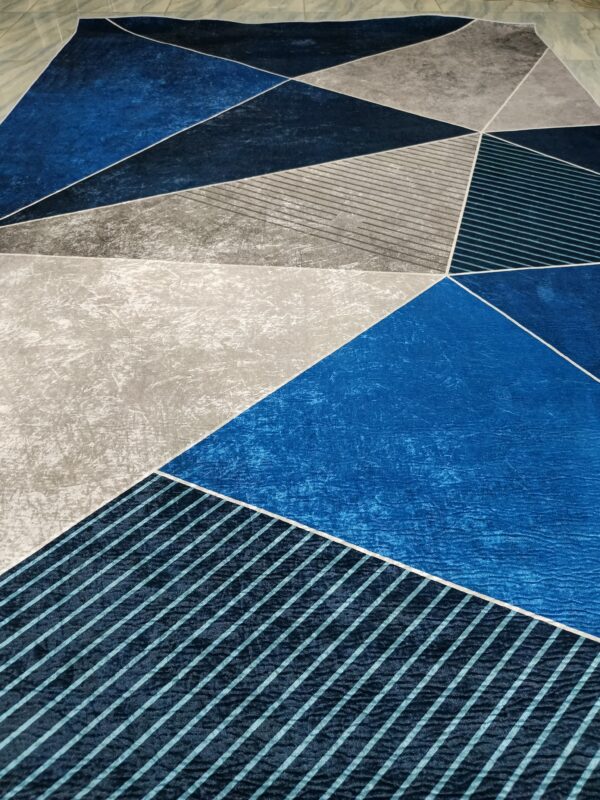 GeoNova – 6x9 Ft Modern Geometric Rug in Navy, Sky Blue & Grey - Image 7