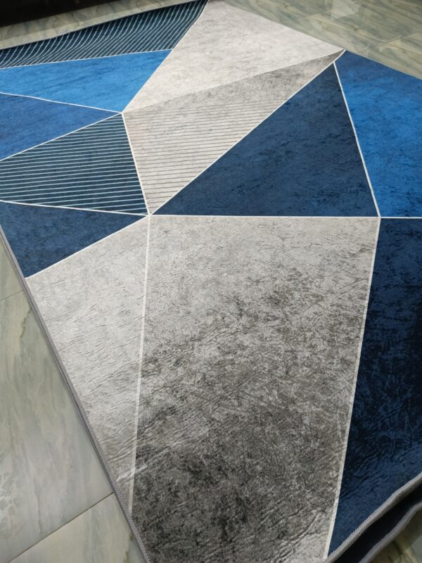 GeoNova – 6x9 Ft Modern Geometric Rug in Navy, Sky Blue & Grey - Image 2