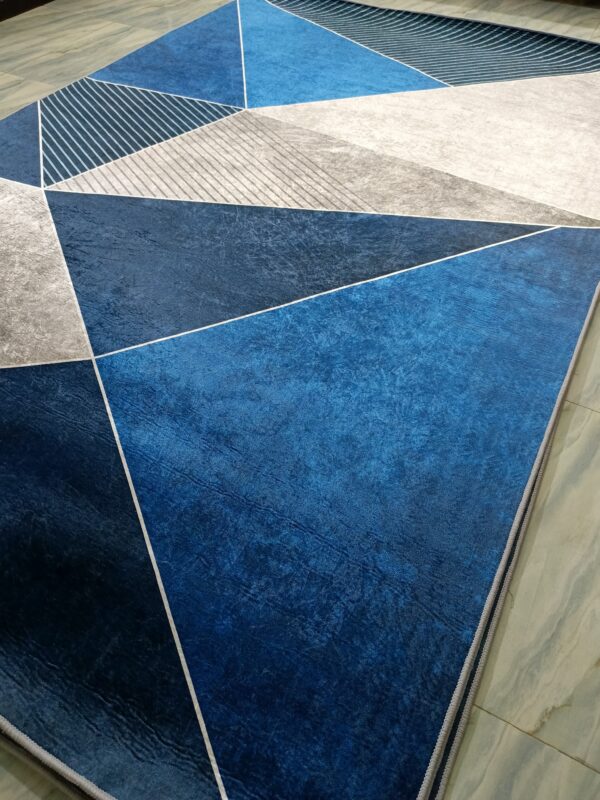GeoNova – 6x9 Ft Modern Geometric Rug in Navy, Sky Blue & Grey - Image 3