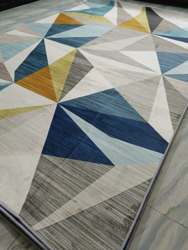 Prism Glow – 6x9 Ft Geometric Rug in Blue, Mustard & Neutrals - Image 6