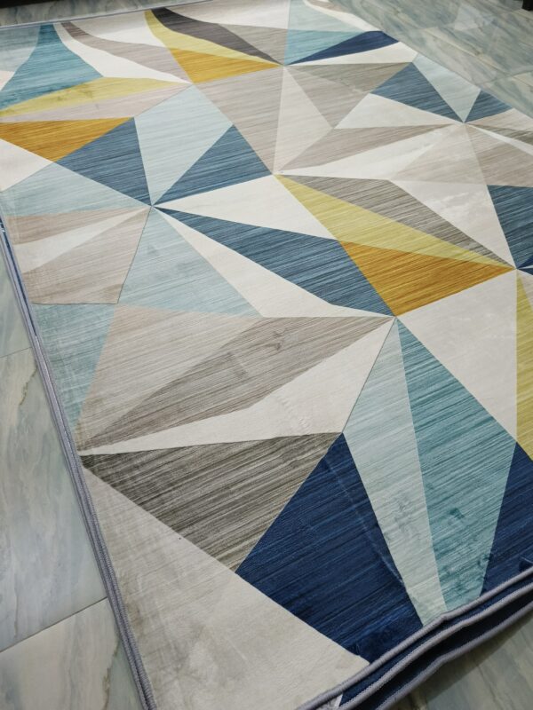 Prism Glow – 6x9 Ft Geometric Rug in Blue, Mustard & Neutrals - Image 5