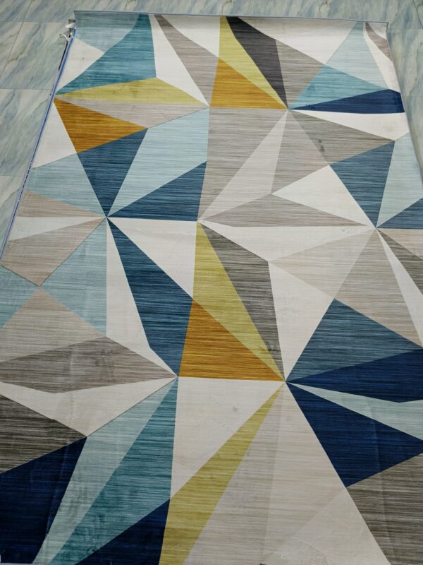 Prism Glow – 6x9 Ft Geometric Rug in Blue, Mustard & Neutrals - Image 4